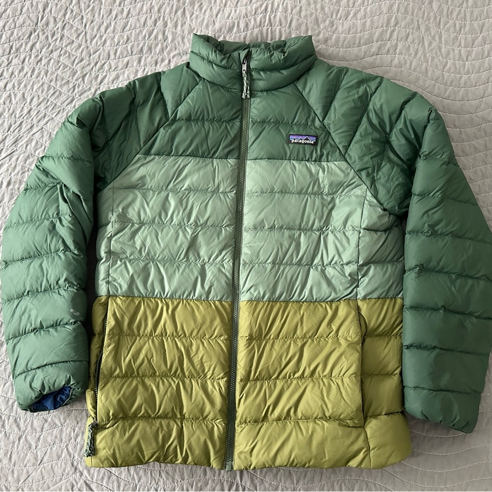Patagonia Kids Tri-Tone Green Puffer Jacket /Down Sweater